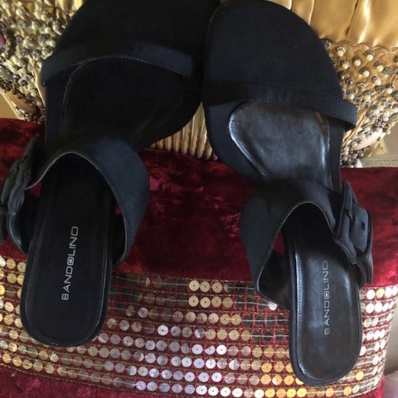Bandolino Black Fabric Slip On Sandal Size 9 - Picture 9 of 13